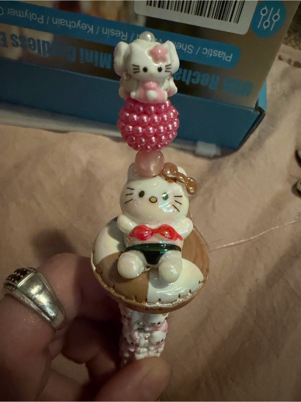 Hello kitty-Hand beaded by 4 yr old and I- hello kitty pen!